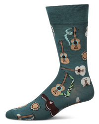 Folk Guitars Men`s Bamboo Crew: Teal / 10-13