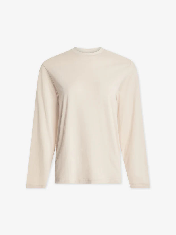 Leah Long Sleeve Boyfriend Tee - Oatmeal