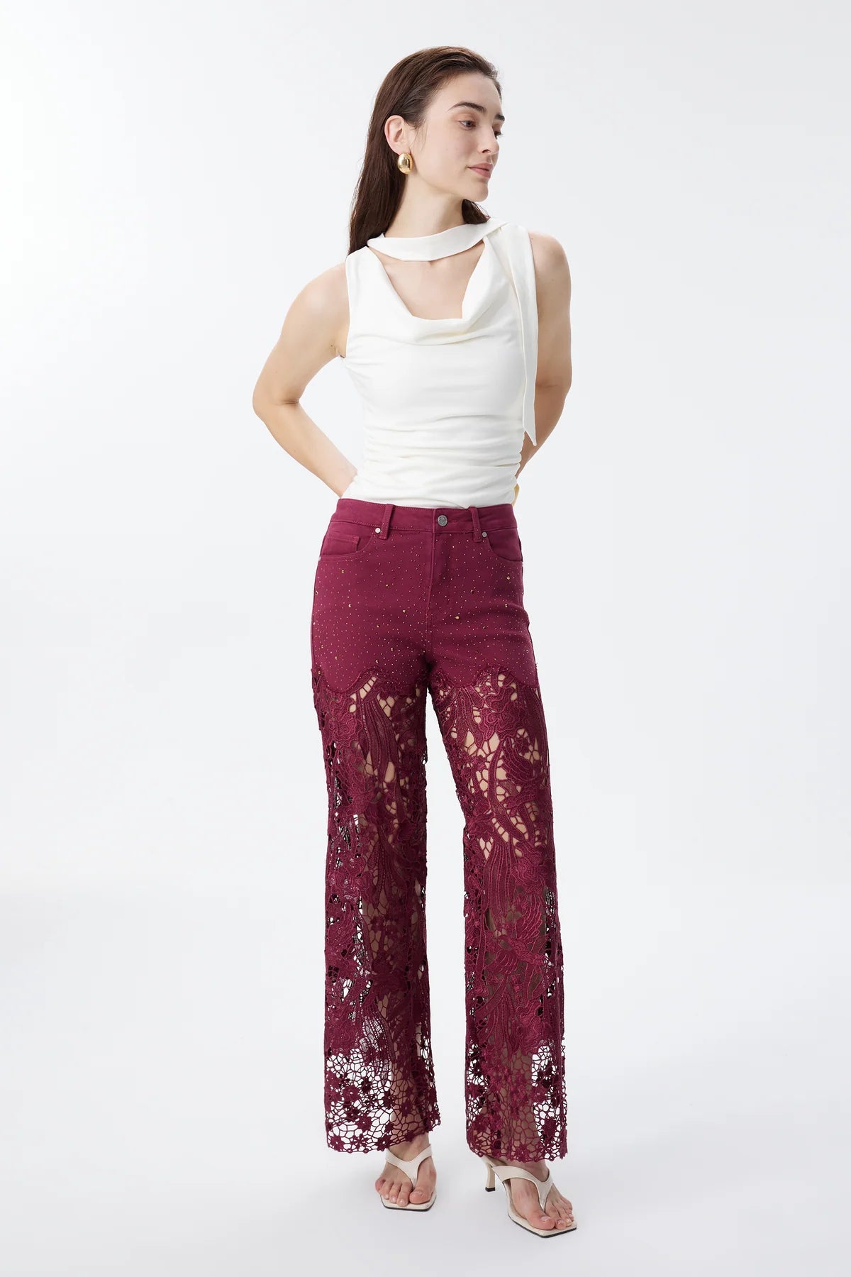 Wine Lace High Rise Jeans
