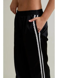 Black Satin Track Pants Le Lis