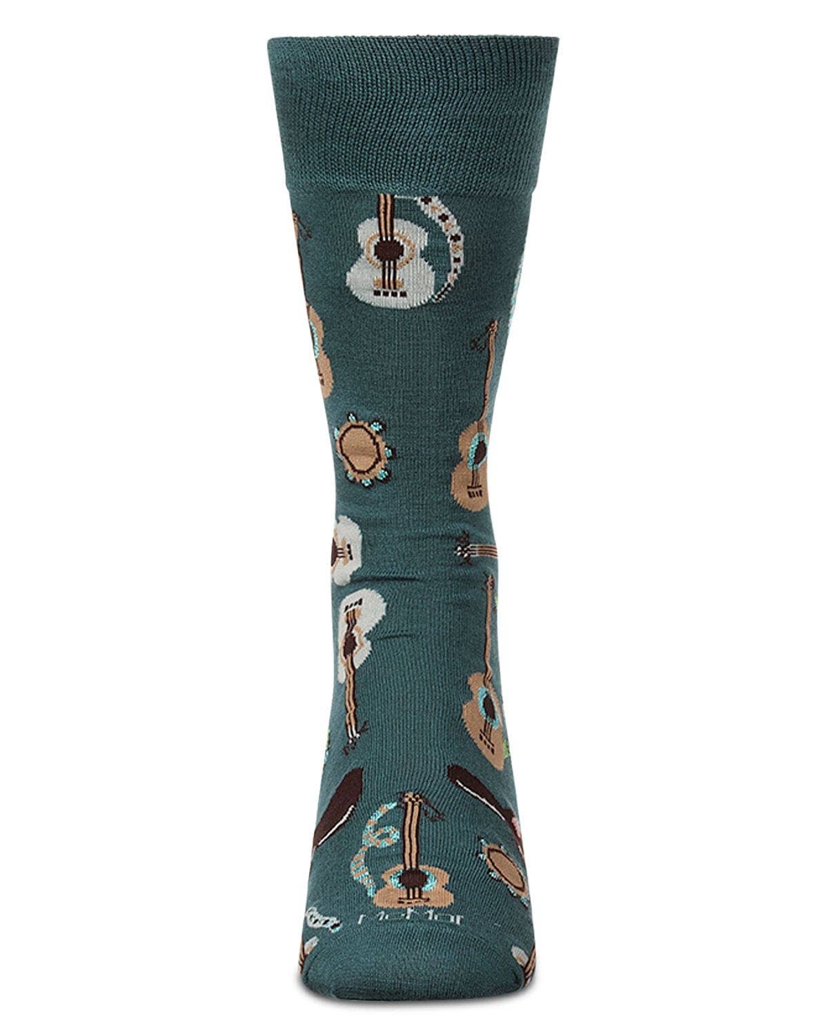 Folk Guitars Men`s Bamboo Crew: Teal / 10-13