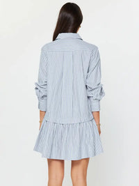 Pinstriped Rhinestone Mini Shirt Dress