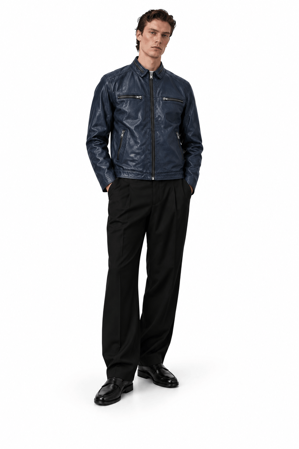 Nash Leather Jacket - Midnight
