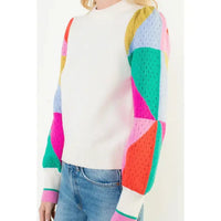 Colorblocked Sleeve Knit Sweater THML