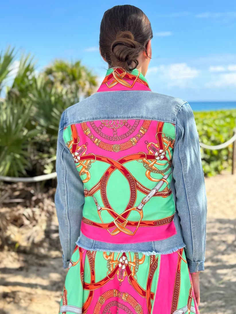 The Light Denim Jacket - Turq/Pink Stirrup