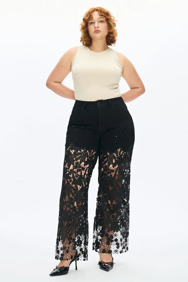 Black Lace High Rise Jeans
