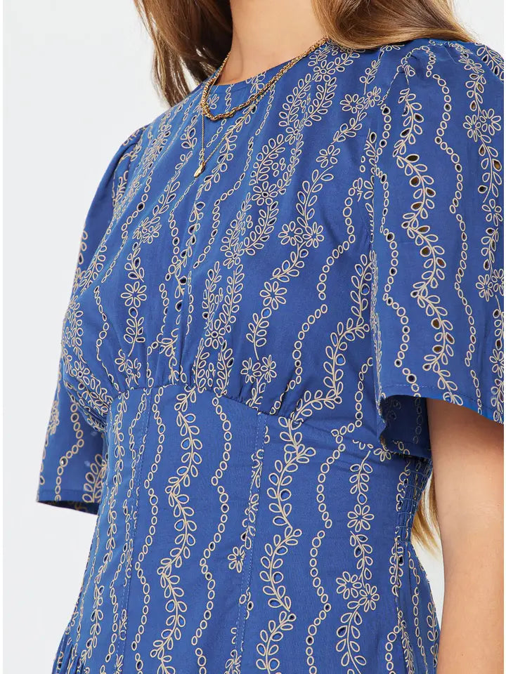 Embroidered Half Sleeve Maxi Dress