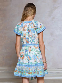 Floral Printed Belted Mini Dress
