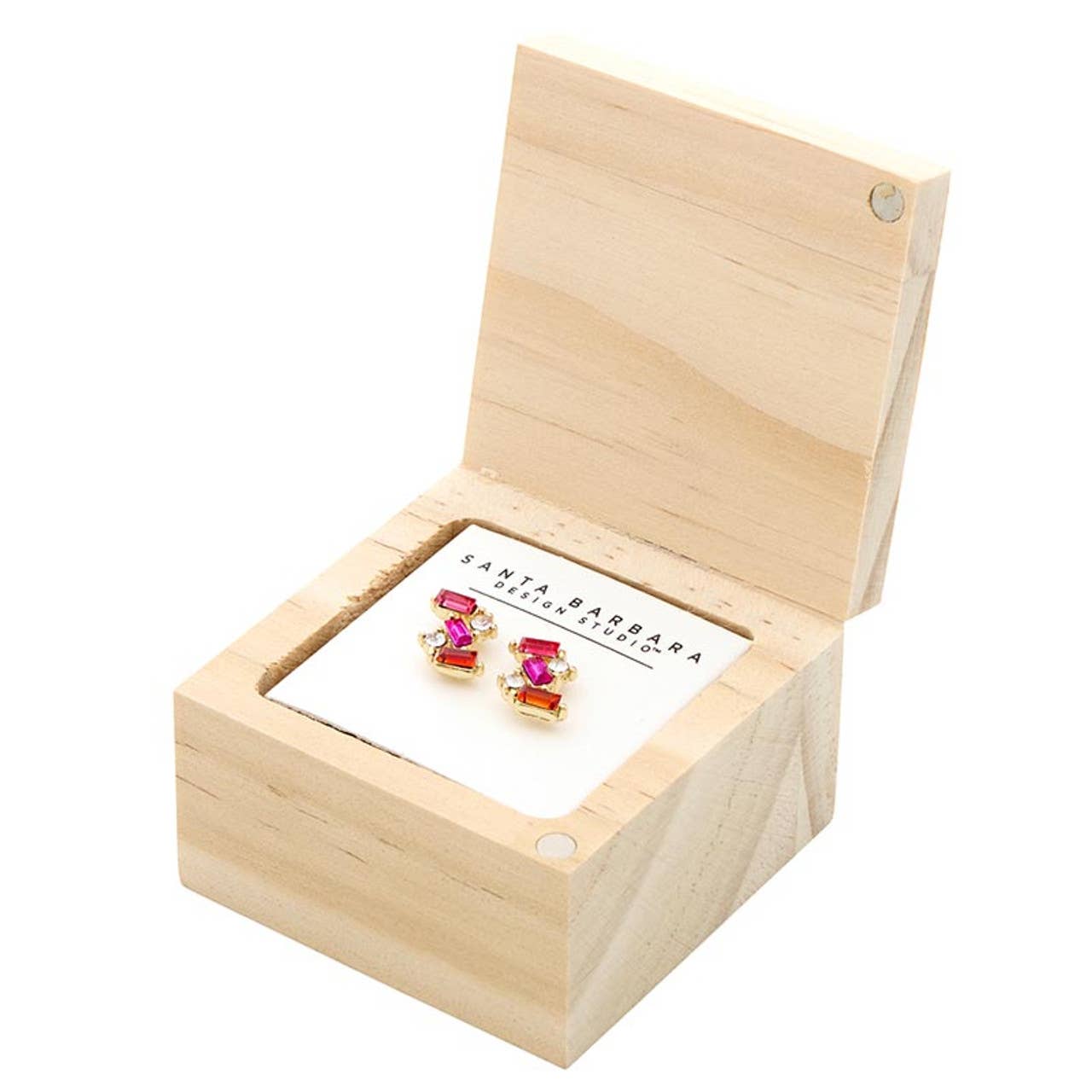 Treasure Box Earrings - Hot Pinl