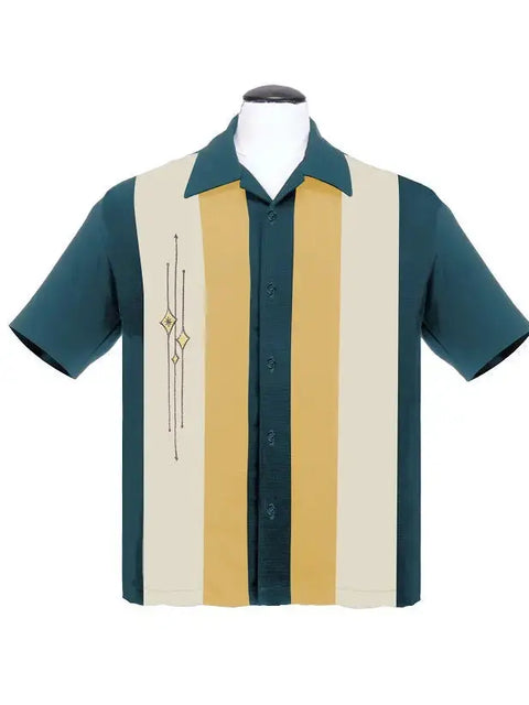 The Finley Retro Shirt - Teal/Mustard/Cream Clothier to The King