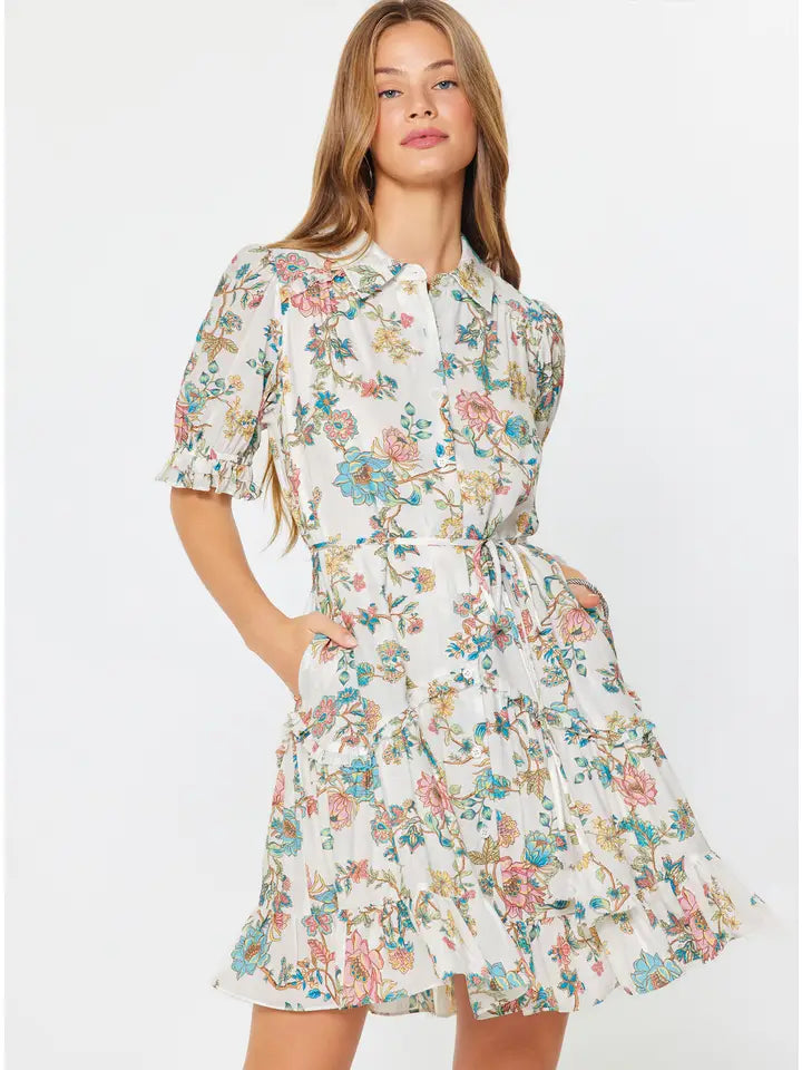 Floral Printed Button-Down Mini Dress