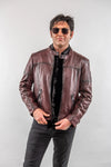 Jason Distressed Leather Moto - Ox Blood Mauritius