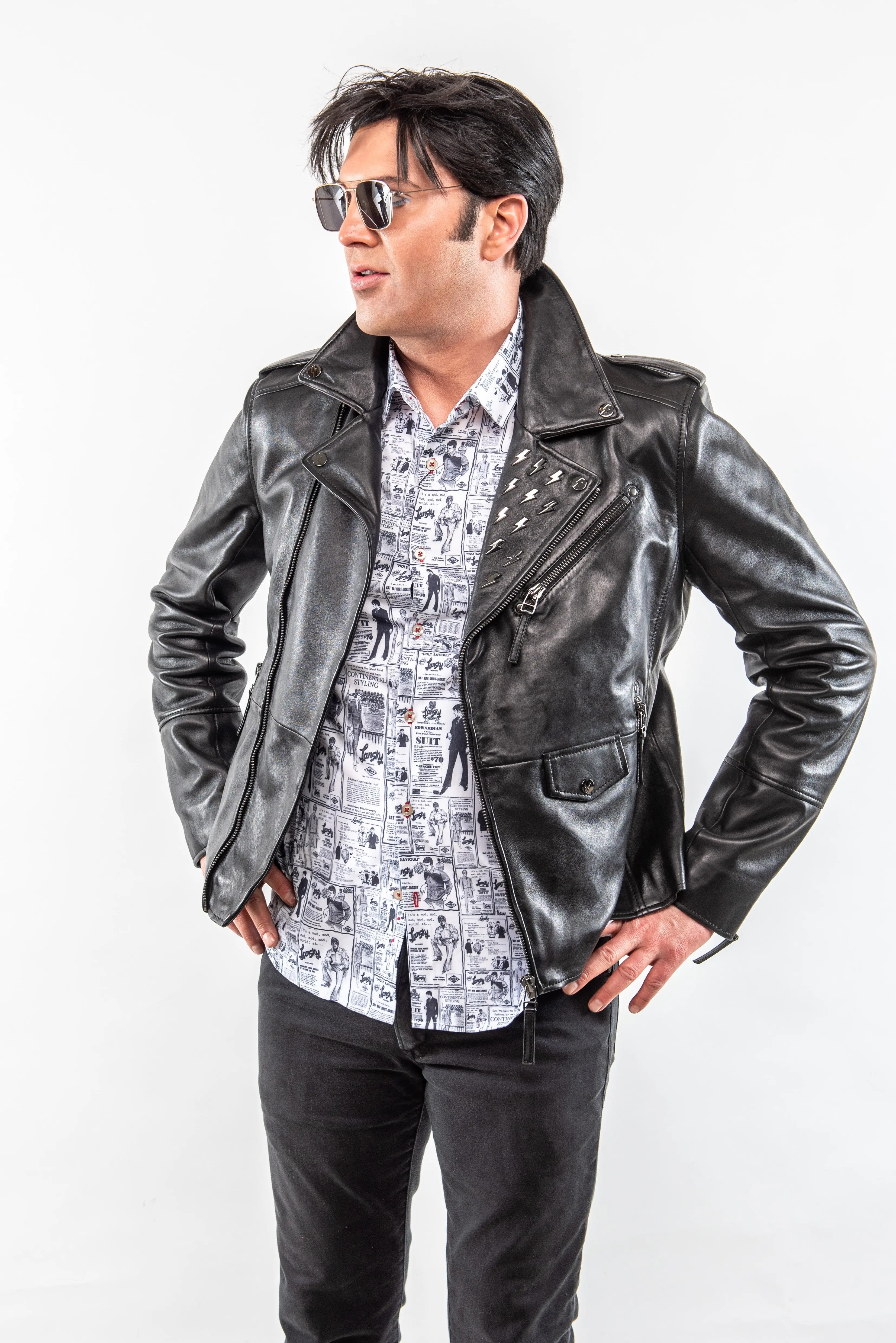 Elvis Style TCB Leather Jacket – Classic Rock 'n' Roll Tribute