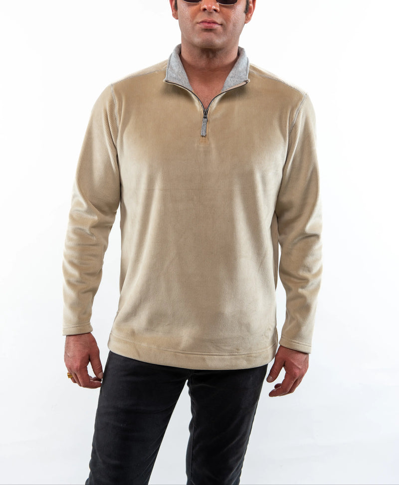Sueded Cord Pullover - Stone True Grit