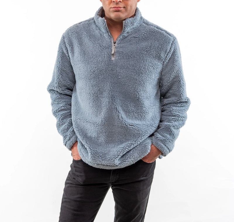 Ultra Soft Sherpa 1/4 Zip Pullover - Denim True Grit