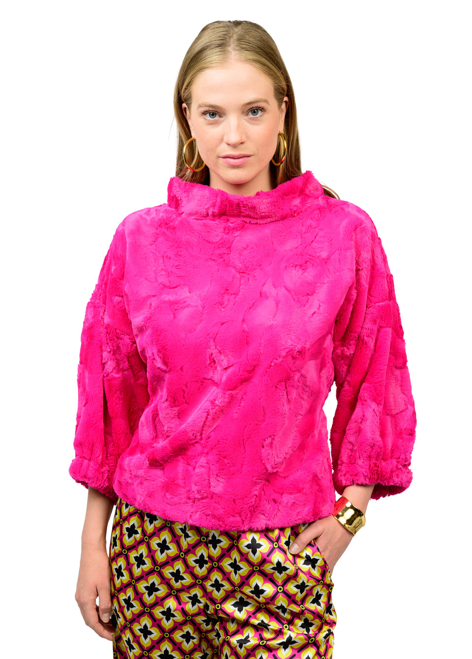 Faux Fur Popover - Hot Pink