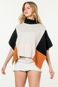 Color block Poncho