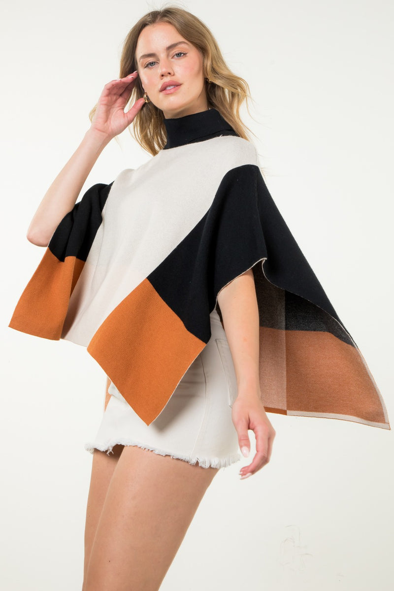 Color block Poncho