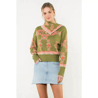 Scarf Neck Sweater - Olive Joh Apparel