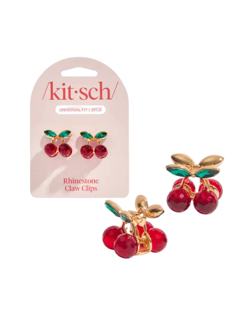 Mini Rhinestone Claw Clips 2pc Set - Cherry Kitsch