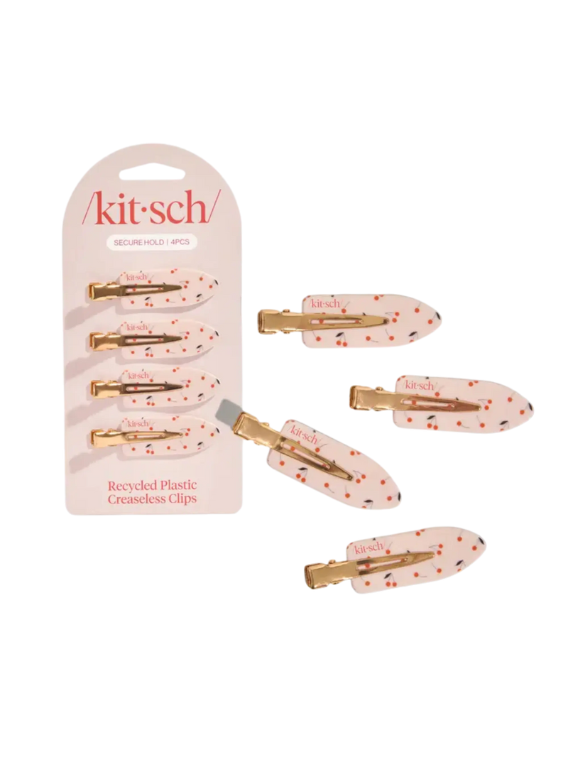 Recycled Plastic Creaseless Clips 4pc Set- Cherry Print Kitsch