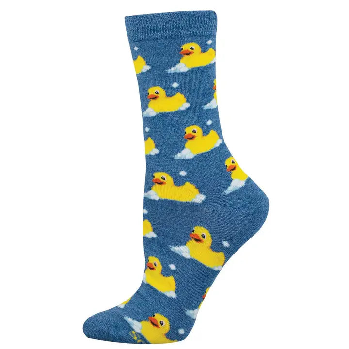 Bubble Up, Rubber Duck Socks - Blue Heather