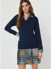 Tile Print Woven Combo Sweater Dress