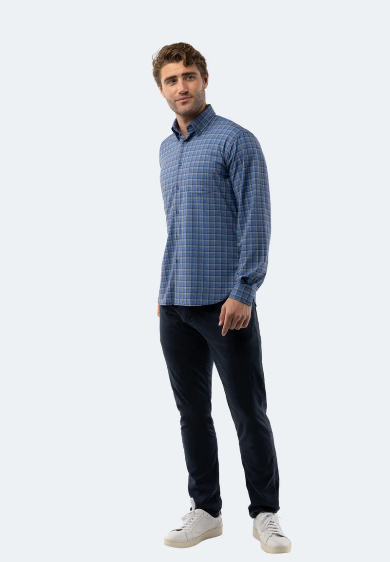 Blue, Black, & White Plaid Performance Shirt