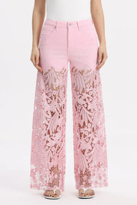 Pink Lace High Rise Jeans