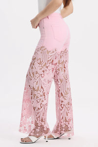 Pink Lace High Rise Jeans