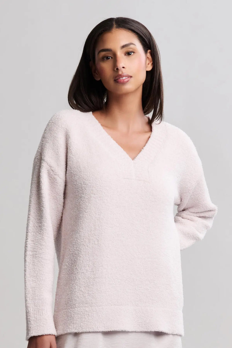 CozyChic® V-Neck Pullover - Sand Dune Queen of Sparkles