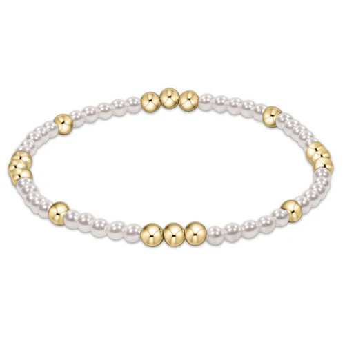 Worthy pattern 3mm bead bracelet - pearl