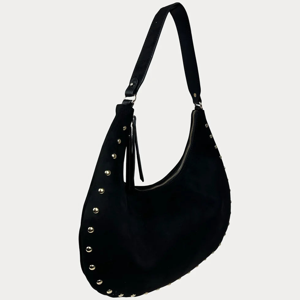 Brie Studded Suede Shoulder Bag