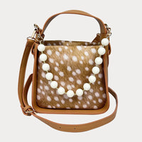 Carley Deer Camel Suede Crossbody