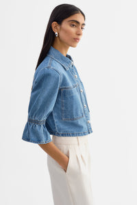 Carolina Denim Ruffle Sleeve Jacket