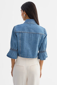 Carolina Denim Ruffle Sleeve Jacket