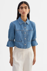 Carolina Denim Ruffle Sleeve Jacket