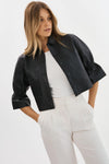 CAROLINA | LEATHER RUFFLE SLEEVE JACKET