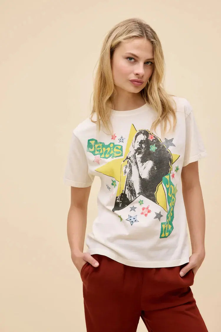 Janis Joplin Scrapbook Art Boyfriend Tee DAYDREAMER