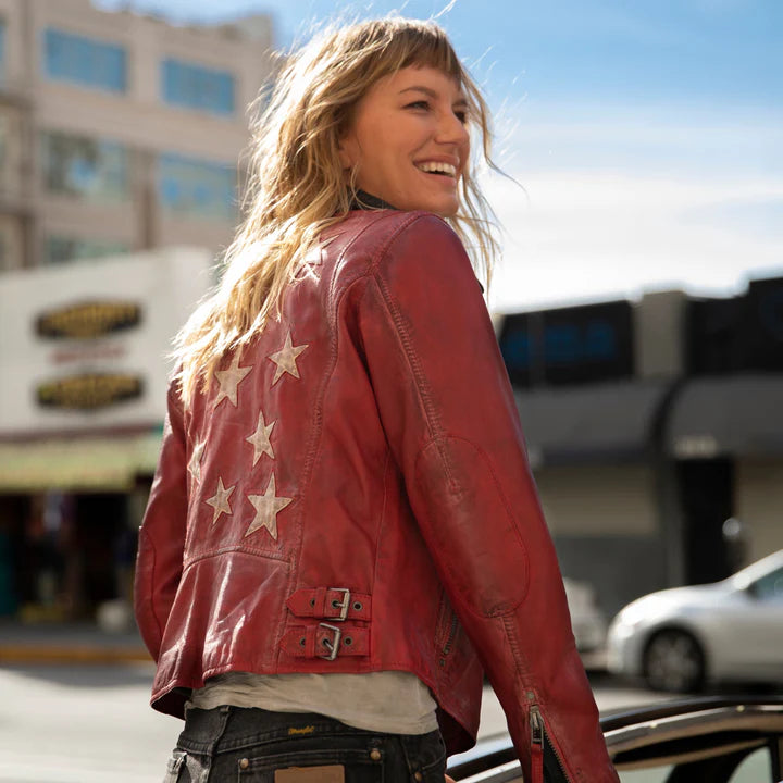 Christy Red Star Leather Jacket