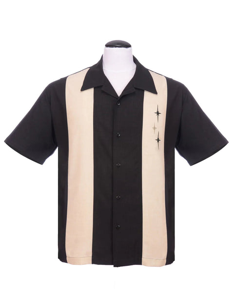 Three Star Panel Bowling Shirt - Black Clothier to The King
