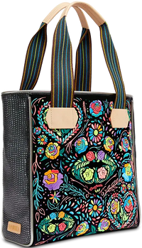 Rita Classic Tote – Black Patent with Neon Embroidery Consuela