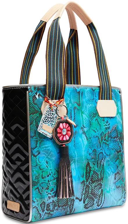 Cade Classic Tote – Colorful Tote with Quilted Patent Sides Consuela