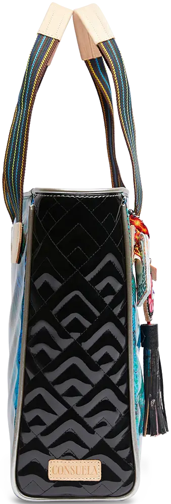 Cade Classic Tote – Colorful Tote with Quilted Patent Sides Consuela