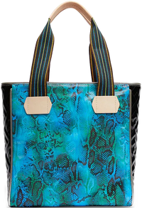 Cade Classic Tote – Colorful Tote with Quilted Patent Sides Consuela