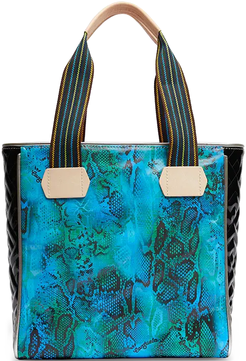 Cade Classic Tote – Colorful Tote with Quilted Patent Sides Consuela
