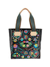 Rita Classic Tote – Black Patent with Neon Embroidery Consuela