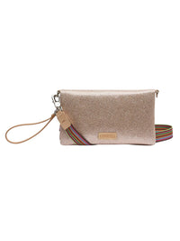 Emery Uptown Crossbody – Champagne Glitter Bag with Wristlet Strap Consuela
