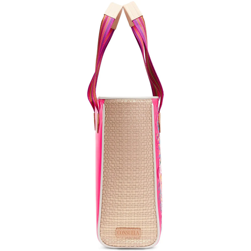 XO Classic Tote – Pink Embroidered Patent Bag Consuela