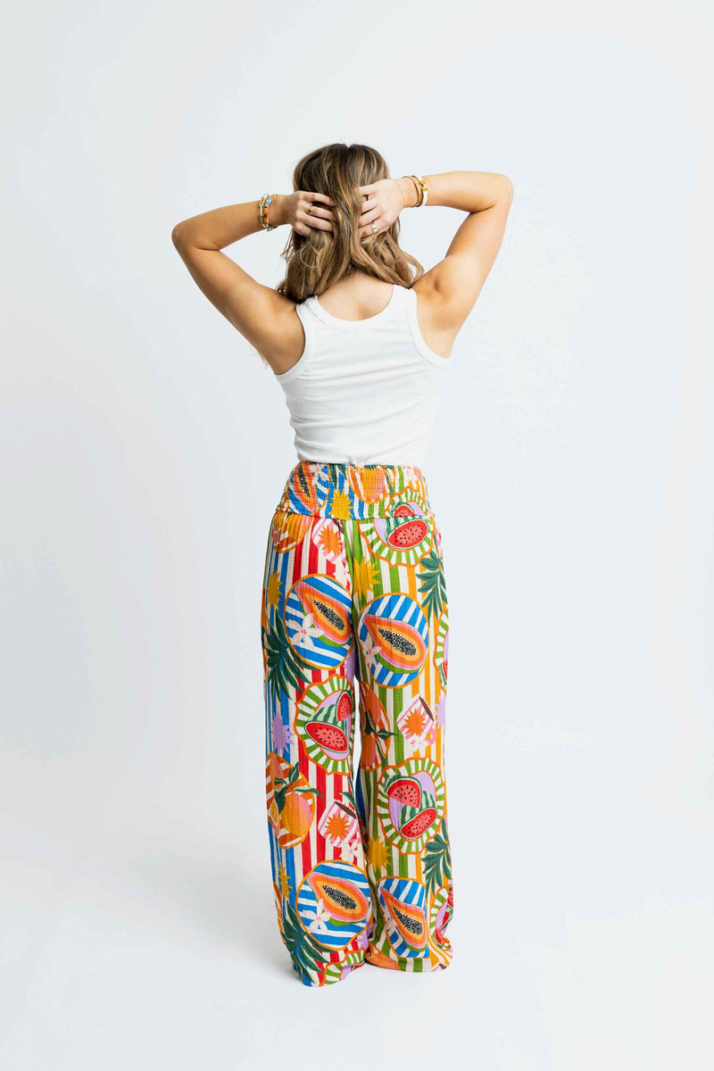 Tropical Island Fruit Smock Waist Pant